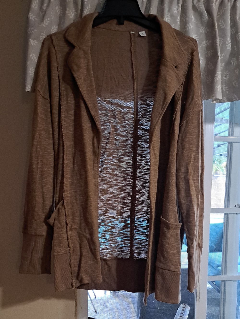 Relaxed Open-Front Brown Women's Cardigan
